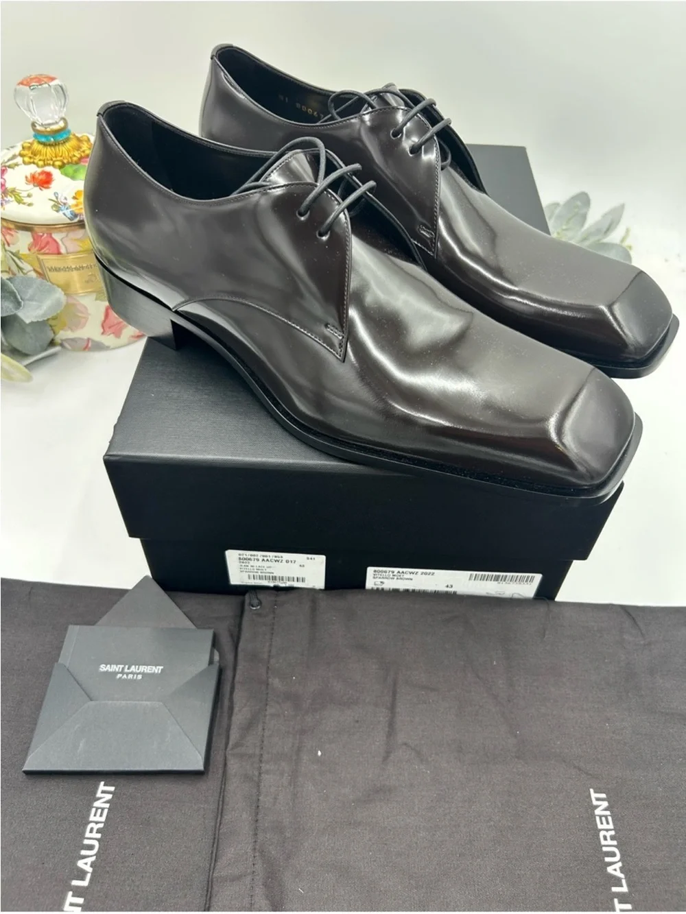 Men’s St. Laurent JEAN leather Derby shoes size 43 made in Italy